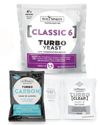Still Spirits Turbo pack Classic 6kg yeast, carbon and Turbo clear (from $13.50 set)