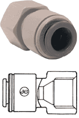 John Guest 1/4 FFL x 5/16" push to fit. 2 hose sizes available